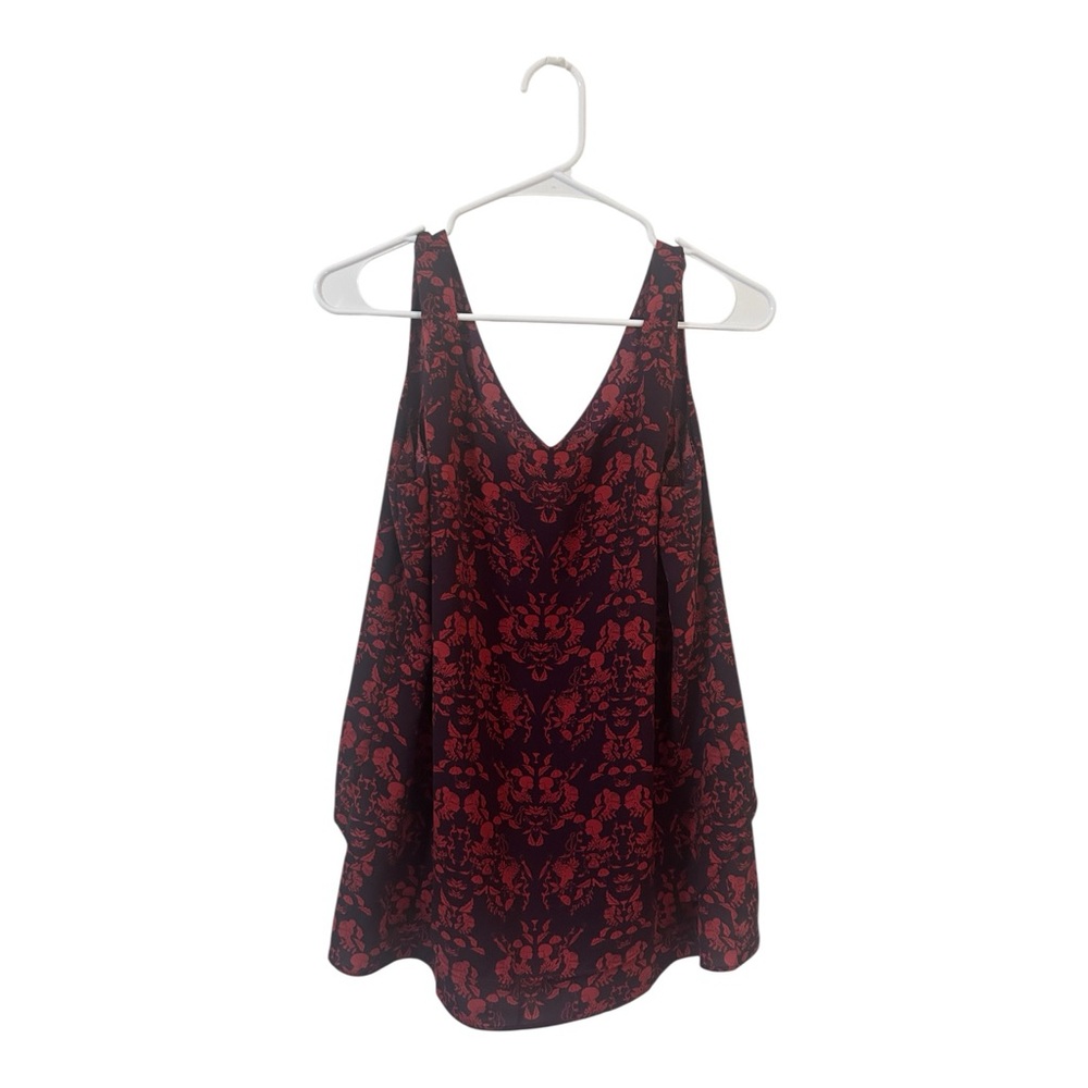 Cabi Red and Burgundy Floral Tank Top